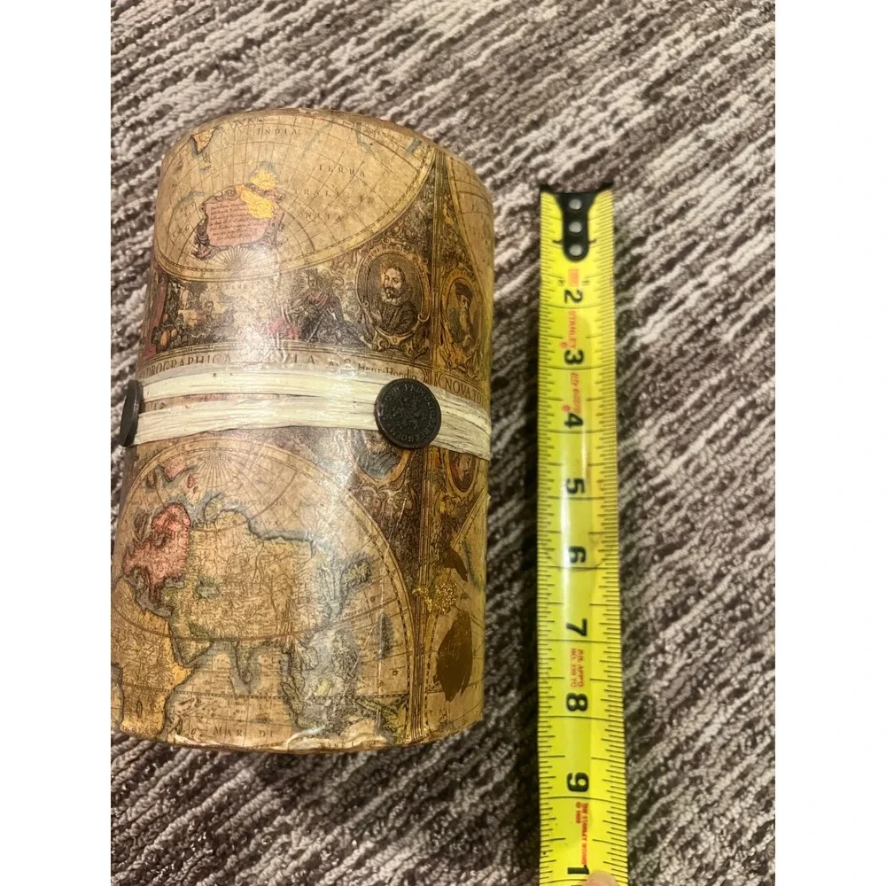 Bombay Old World Map Pillar Candle Unscented Vintage Style 4x6 Large Globe Print